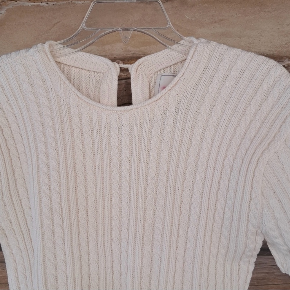 Express Ivory Ribbed Short Sleeve Top - Picture 3 of 6